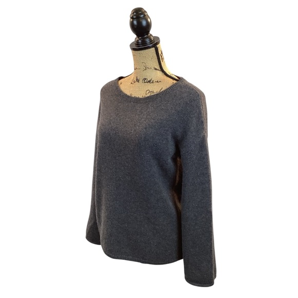 Nordstrom’s Cashmere Crew Neck Sweater Bell Sleeves Gray - Picture 2 of 8